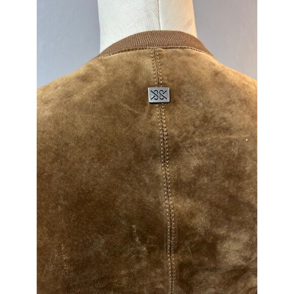 Soia & Kyo Women's Genuine Suede Jacket Size S Zip Up Knit Inset Quiet Luxury - Picture 6 of 10